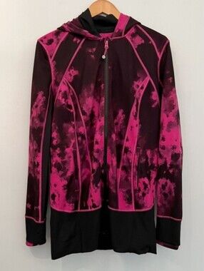 lululemon athletica Black and Pink Tie-Dye Zip Hoodie Jacket